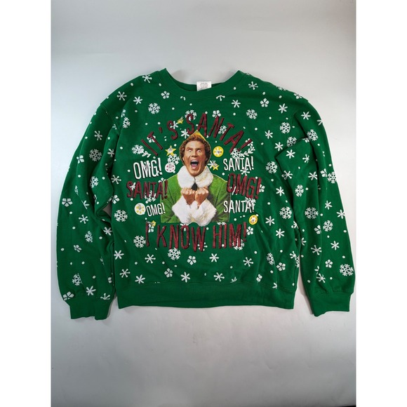 ELF Other - Elf Movie Buddy The Elf I Know Him Light Up Christmas Sweatshirt Green Large